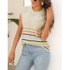 imageZeagoo Womens Cap Sleeve Sweater Vest Crew Neck Sleeveless Casual Knit Tops 2024 Summer Clothes SXXLColorful Stripes