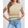 imageZeagoo Womens Cap Sleeve Sweater Vest Crew Neck Sleeveless Casual Knit Tops 2024 Summer Clothes SXXLColorful Stripes