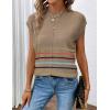 imageZeagoo Womens Cap Sleeve Sweater Vest Crew Neck Sleeveless Casual Knit Tops 2024 Summer Clothes SXXLColorful Stripes Khaki