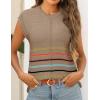 imageZeagoo Womens Cap Sleeve Sweater Vest Crew Neck Sleeveless Casual Knit Tops 2024 Summer Clothes SXXLColorful Stripes Khaki