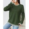 imageZeagoo Womens Crewneck Pullover Sweater Long Sleeve Knit Side Slit 2024 Fall Winter Sweater TopsArmy Green