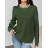 imageZeagoo Womens Crewneck Pullover Sweater Long Sleeve Knit Side Slit 2024 Fall Winter Sweater TopsArmy Green