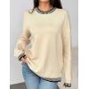 imageZeagoo Womens Crewneck Pullover Sweater Long Sleeve Knit Side Slit 2024 Fall Winter Sweater TopsBeige