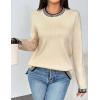 imageZeagoo Womens Crewneck Pullover Sweater Long Sleeve Knit Side Slit 2024 Fall Winter Sweater TopsBeige