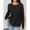 imageZeagoo Womens Crewneck Pullover Sweater Long Sleeve Knit Side Slit 2024 Fall Winter Sweater TopsBlack