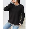 imageZeagoo Womens Crewneck Pullover Sweater Long Sleeve Knit Side Slit 2024 Fall Winter Sweater TopsBlack