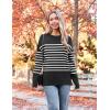 imageZeagoo Womens Crewneck Pullover Sweater Long Sleeve Knit Side Slit 2024 Fall Winter Sweater TopsBlack Stripe