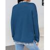 imageZeagoo Womens Crewneck Pullover Sweater Long Sleeve Knit Side Slit 2024 Fall Winter Sweater TopsBlue