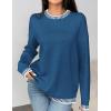 imageZeagoo Womens Crewneck Pullover Sweater Long Sleeve Knit Side Slit 2024 Fall Winter Sweater TopsBlue