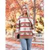 imageZeagoo Womens Crewneck Pullover Sweater Long Sleeve Knit Side Slit 2024 Fall Winter Sweater TopsElk Pattern