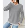 imageZeagoo Womens Crewneck Pullover Sweater Long Sleeve Knit Side Slit 2024 Fall Winter Sweater TopsLight Gray