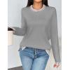 imageZeagoo Womens Crewneck Pullover Sweater Long Sleeve Knit Side Slit 2024 Fall Winter Sweater TopsLight Gray