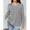 imageZeagoo Womens Crewneck Pullover Sweater Long Sleeve Knit Side Slit 2024 Fall Winter Sweater TopsLight Gray