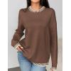imageZeagoo Womens Crewneck Pullover Sweater Long Sleeve Knit Side Slit 2024 Fall Winter Sweater TopsNutmeg