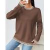 imageZeagoo Womens Crewneck Pullover Sweater Long Sleeve Knit Side Slit 2024 Fall Winter Sweater TopsNutmeg