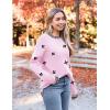 imageZeagoo Womens Crewneck Pullover Sweater Long Sleeve Knit Side Slit 2024 Fall Winter Sweater TopsPink Floral