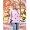 imageZeagoo Womens Crewneck Pullover Sweater Long Sleeve Knit Side Slit 2024 Fall Winter Sweater TopsPink Floral