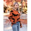 imageZeagoo Womens Crewneck Pullover Sweater Long Sleeve Knit Side Slit 2024 Fall Winter Sweater TopsPumpkin