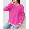 imageZeagoo Womens Crewneck Pullover Sweater Long Sleeve Knit Side Slit 2024 Fall Winter Sweater TopsRose Red