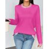 imageZeagoo Womens Crewneck Pullover Sweater Long Sleeve Knit Side Slit 2024 Fall Winter Sweater TopsRose Red