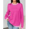 imageZeagoo Womens Crewneck Pullover Sweater Long Sleeve Knit Side Slit 2024 Fall Winter Sweater TopsRose Red