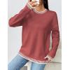 imageZeagoo Womens Crewneck Pullover Sweater Long Sleeve Knit Side Slit 2024 Fall Winter Sweater TopsRust