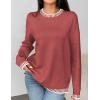 imageZeagoo Womens Crewneck Pullover Sweater Long Sleeve Knit Side Slit 2024 Fall Winter Sweater TopsRust