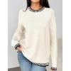 imageZeagoo Womens Crewneck Pullover Sweater Long Sleeve Knit Side Slit 2024 Fall Winter Sweater TopsWhite