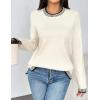 imageZeagoo Womens Crewneck Pullover Sweater Long Sleeve Knit Side Slit 2024 Fall Winter Sweater TopsWhite