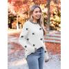imageZeagoo Womens Crewneck Pullover Sweater Long Sleeve Knit Side Slit 2024 Fall Winter Sweater TopsWhite Floral