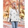 imageZeagoo Womens Crewneck Pullover Sweater Long Sleeve Knit Side Slit 2024 Fall Winter Sweater TopsWhite Floral