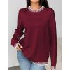 imageZeagoo Womens Crewneck Pullover Sweater Long Sleeve Knit Side Slit 2024 Fall Winter Sweater TopsWine Red