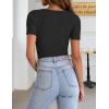 imageZeagoo Womens Short Sleeve T Shirts 2024 Summer Casual Knit Slim Fit Trendy Basic Cute Sweater TopsBlack