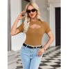 imageZeagoo Womens Short Sleeve T Shirts 2024 Summer Casual Knit Slim Fit Trendy Basic Cute Sweater TopsCamel