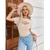 imageZeagoo Womens Short Sleeve T Shirts 2024 Summer Casual Knit Slim Fit Trendy Basic Cute Sweater TopsCoffee