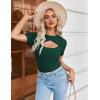 imageZeagoo Womens Short Sleeve T Shirts 2024 Summer Casual Knit Slim Fit Trendy Basic Cute Sweater TopsDark Green