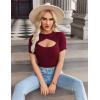 imageZeagoo Womens Short Sleeve T Shirts 2024 Summer Casual Knit Slim Fit Trendy Basic Cute Sweater TopsDark Red