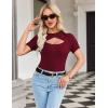 imageZeagoo Womens Short Sleeve T Shirts 2024 Summer Casual Knit Slim Fit Trendy Basic Cute Sweater TopsDark Red