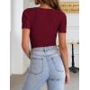 imageZeagoo Womens Short Sleeve T Shirts 2024 Summer Casual Knit Slim Fit Trendy Basic Cute Sweater TopsDark Red