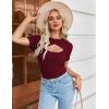 imageZeagoo Womens Short Sleeve T Shirts 2024 Summer Casual Knit Slim Fit Trendy Basic Cute Sweater TopsDark Red