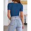 imageZeagoo Womens Short Sleeve T Shirts 2024 Summer Casual Knit Slim Fit Trendy Basic Cute Sweater TopsNavy Blue