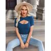 imageZeagoo Womens Short Sleeve T Shirts 2024 Summer Casual Knit Slim Fit Trendy Basic Cute Sweater TopsNavy Blue