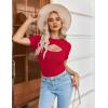 imageZeagoo Womens Short Sleeve T Shirts 2024 Summer Casual Knit Slim Fit Trendy Basic Cute Sweater TopsRed