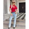 imageZeagoo Womens Short Sleeve T Shirts 2024 Summer Casual Knit Slim Fit Trendy Basic Cute Sweater TopsRed