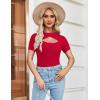 imageZeagoo Womens Short Sleeve T Shirts 2024 Summer Casual Knit Slim Fit Trendy Basic Cute Sweater TopsRed