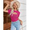 imageZeagoo Womens Short Sleeve T Shirts 2024 Summer Casual Knit Slim Fit Trendy Basic Cute Sweater TopsRose