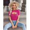 imageZeagoo Womens Short Sleeve T Shirts 2024 Summer Casual Knit Slim Fit Trendy Basic Cute Sweater TopsRose