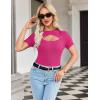 imageZeagoo Womens Short Sleeve T Shirts 2024 Summer Casual Knit Slim Fit Trendy Basic Cute Sweater TopsRose
