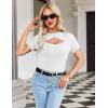 imageZeagoo Womens Short Sleeve T Shirts 2024 Summer Casual Knit Slim Fit Trendy Basic Cute Sweater TopsWhite