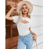 imageZeagoo Womens Short Sleeve T Shirts 2024 Summer Casual Knit Slim Fit Trendy Basic Cute Sweater TopsWhite